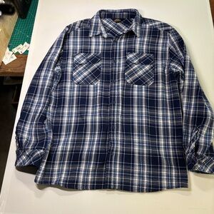 Pacific Trail Blue Plaid Flannel Shirt Jacket | Men’s XL Cotton Button-Up